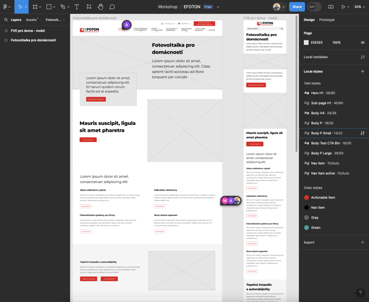 EFOTON - prototyp webu ve Figmě
