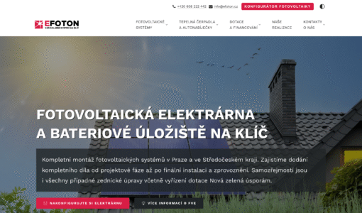 EFOTON – Kompletní montáž fotovoltaických systémů v Praze a ve Středočeském kraji