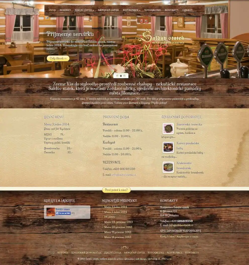 2013 - Šaldův statek - Nekuřácká restaurace v centru Jilemnice