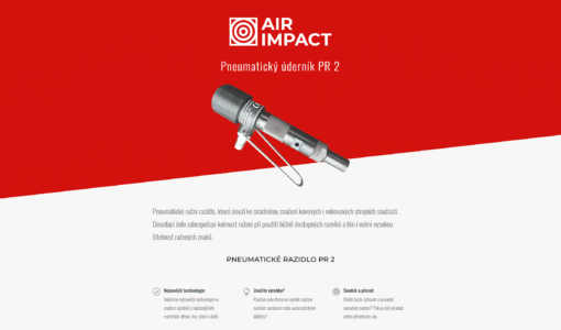 Pneumatický úderník Air Impact – razidlo pro průmyslové značení