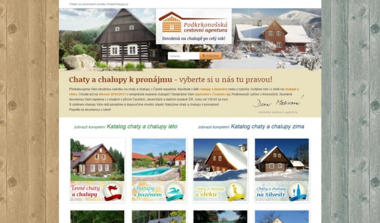 Chaty a chalupy k pronajmutí