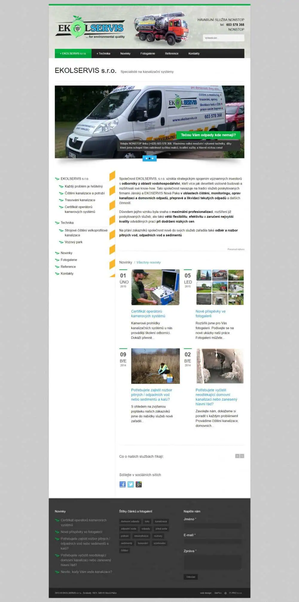 EKOLSERVIS - čištění kanalizace prohlídky kanalizací TV kamerou