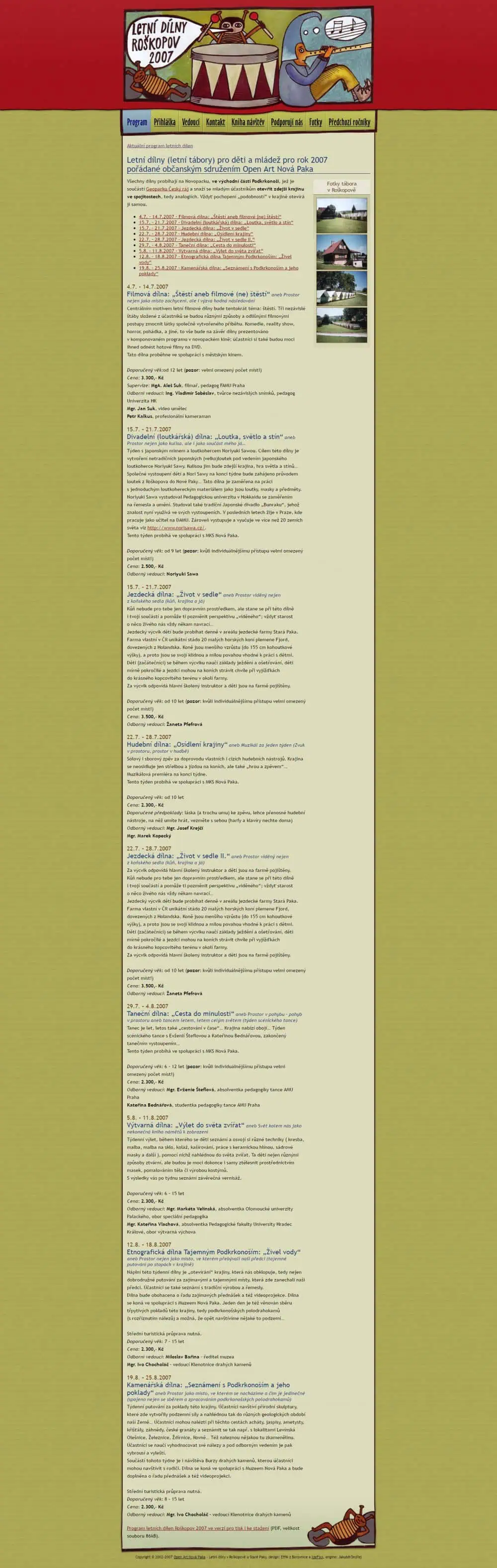 Web design IdeFixx Letni Dilny Letni Tabory Pro Deti A Mladez 1 3 Roskopov 2007