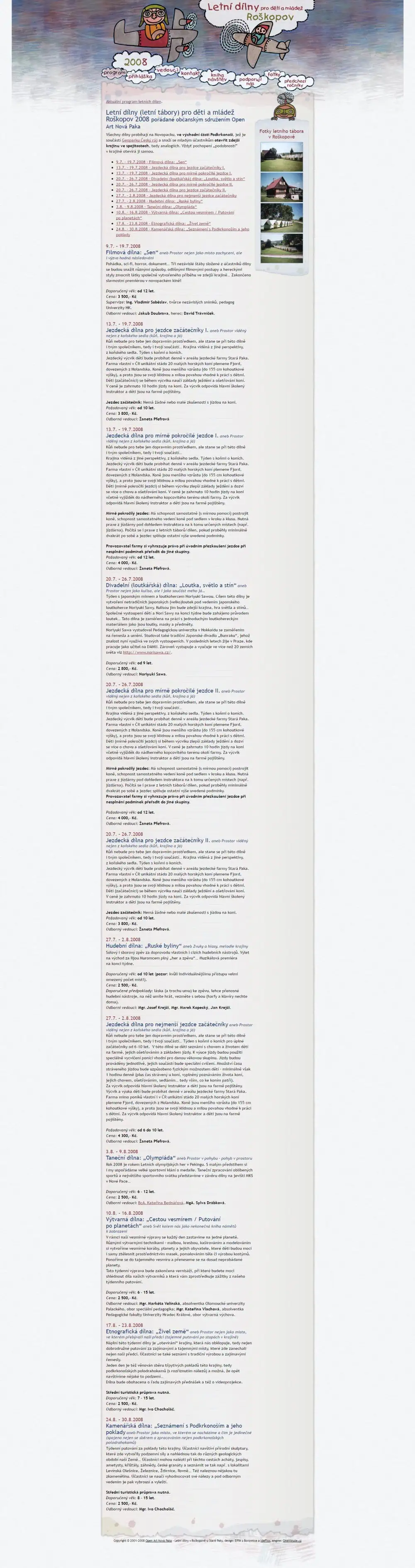 Web design IdeFixx Letni Dilny Letni Tabory Pro Deti A Mladez Roskopov 2008