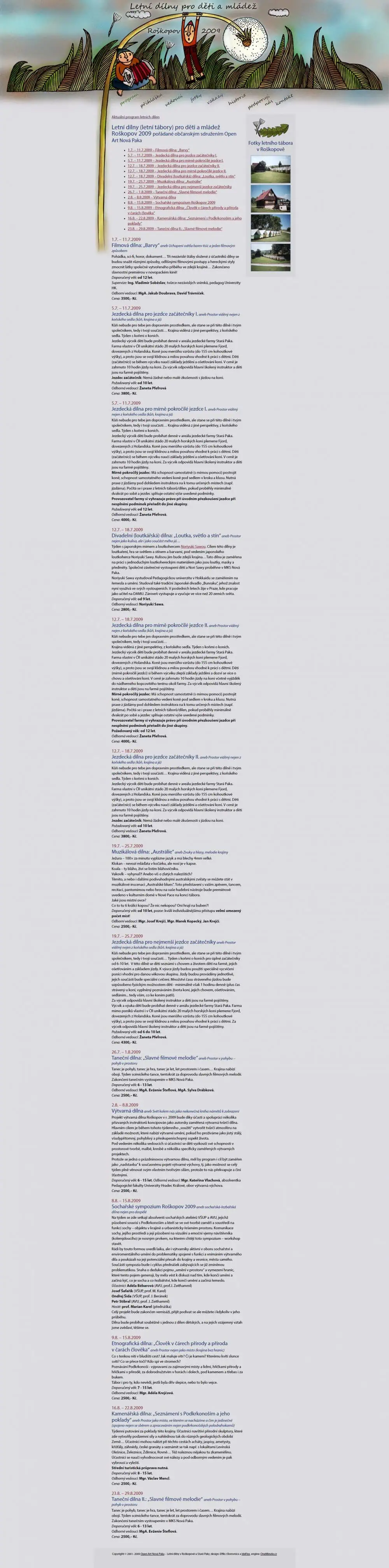 Web design IdeFixx Letni Dilny Letni Tabory Pro Deti A Mladez Roskopov 2009