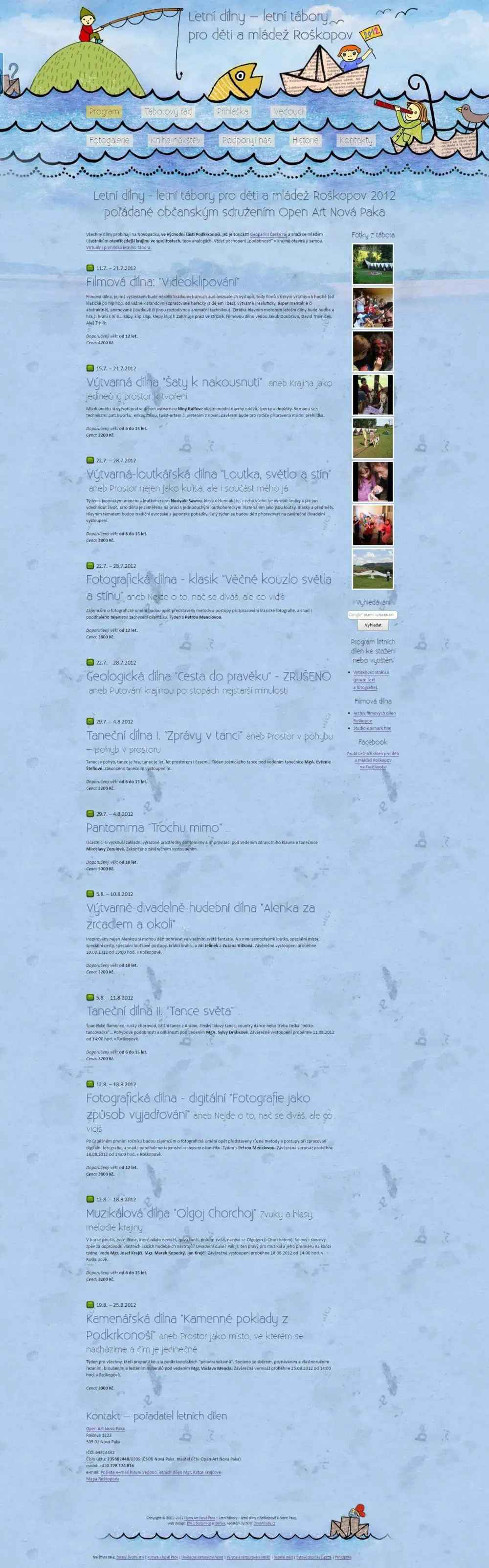 Web design IdeFixx Letni Dilny Letni Tabory Pro Deti A Mladez Roskopov 2012