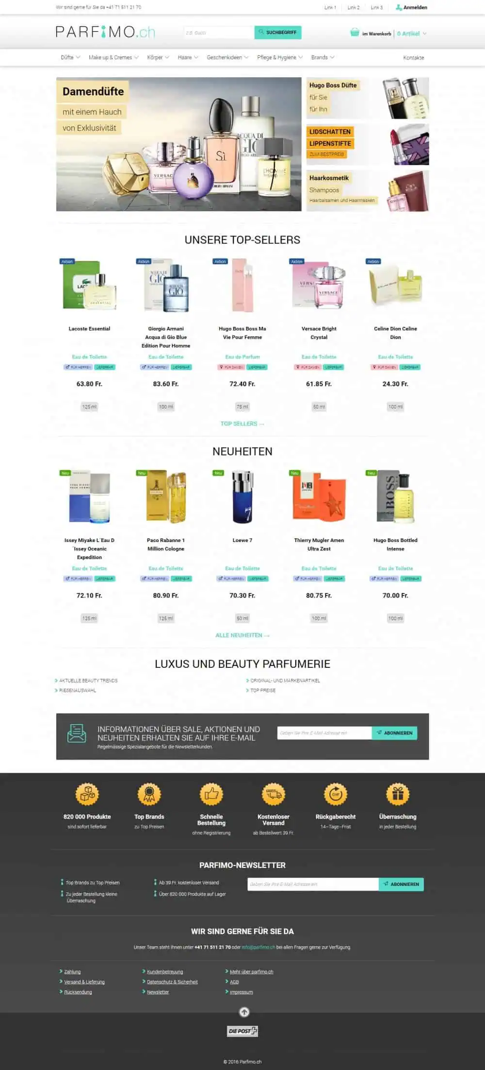 Web design IdeFixx Parfums Parfimo.ch Parfimo.ch