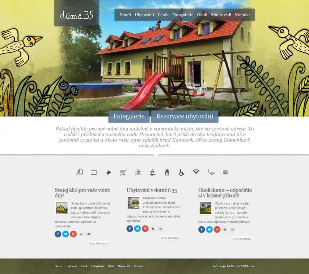 Web design IdeFixx Ubytovani V Dome c.35 Ve Vsi Brdo U Nove Paky