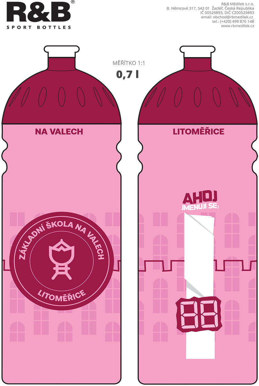 ZŠ Na Valech Litoměřice - růžová láhev